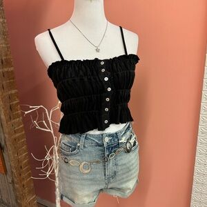NEW! POL Black Ruffled Crop Top